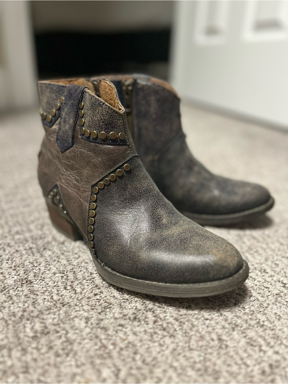 Circle G Distressed Studded Ankle Booties